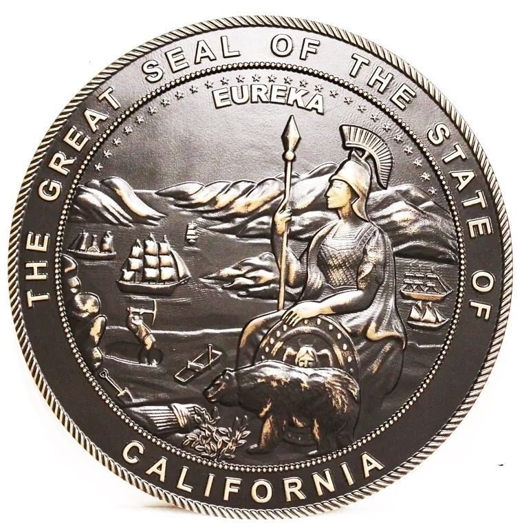 BP-1044 - Carved 3-D Bronze-plated  Plaque of the Seal of the State of California