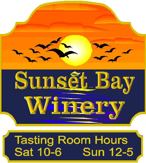 R27064 - Carved Entrance Sign for Winery, with Rider Sign Beneath