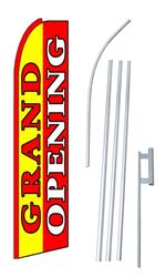 Grand Opening Red and Yellow Letters Swooper/Feather Flag + Pole + Ground Spike