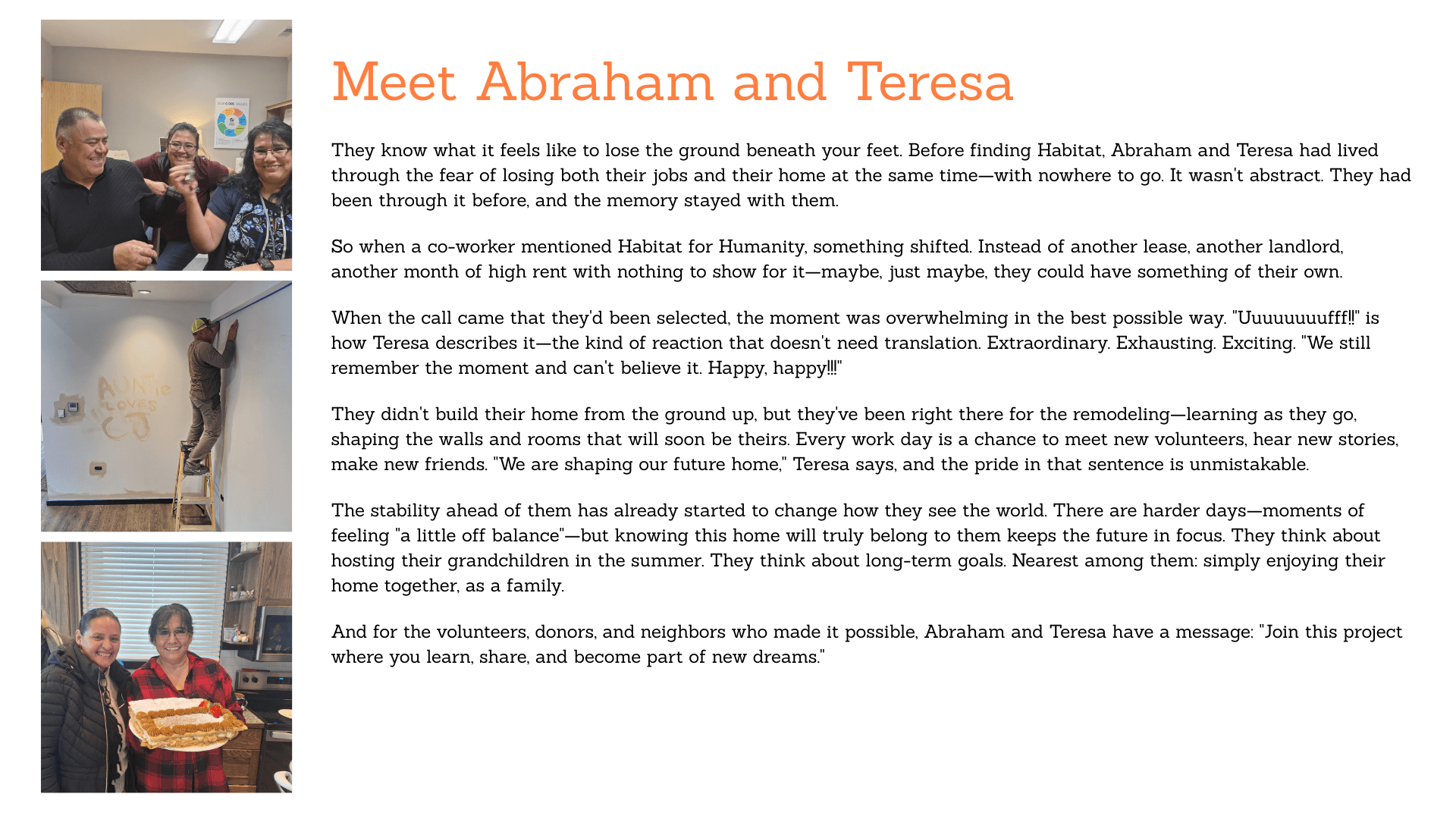 Abraham and Teresa and their story