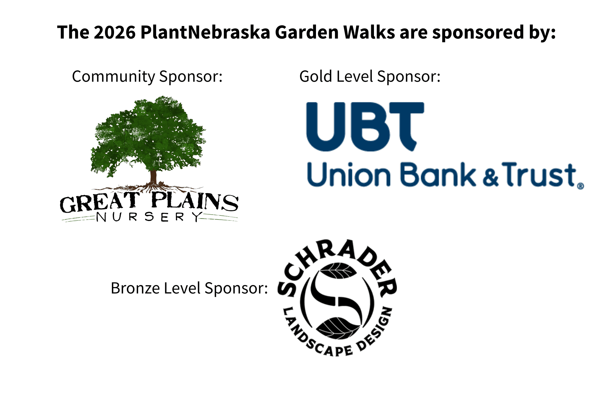 Great Plains Nursery logo and UBT Union Bank & Trust logo 
