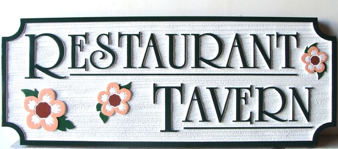 RB27134 -Sandblasted HDU Restaurant Tavern Sign with Flowers