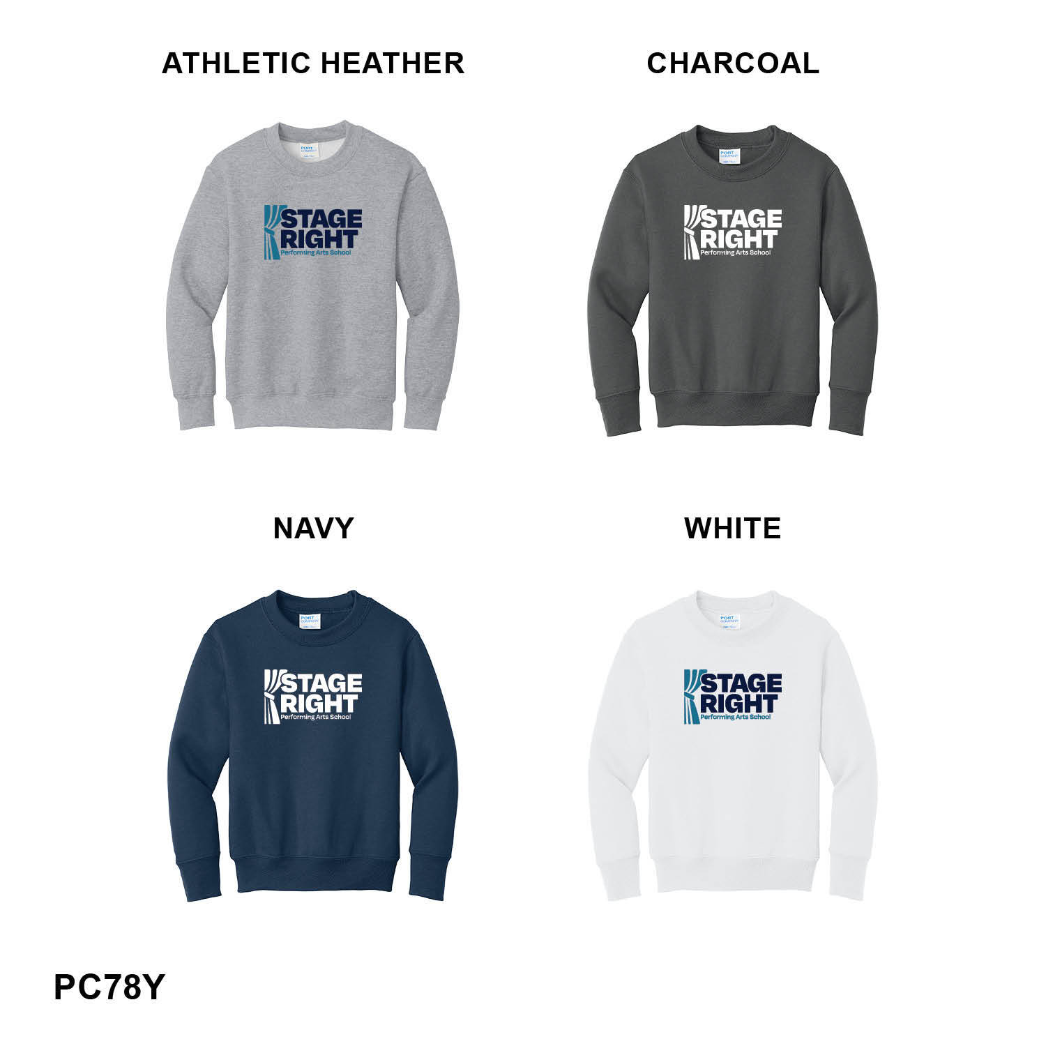 2026 NEW STAGE RIGHT LOGO - YOUTH Port & Company® Youth Core Fleece Crewneck Sweatshirt