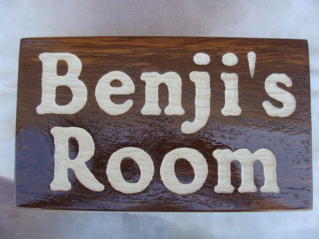 N23022 - Carved Wood Name Plaque for Benji's Room
