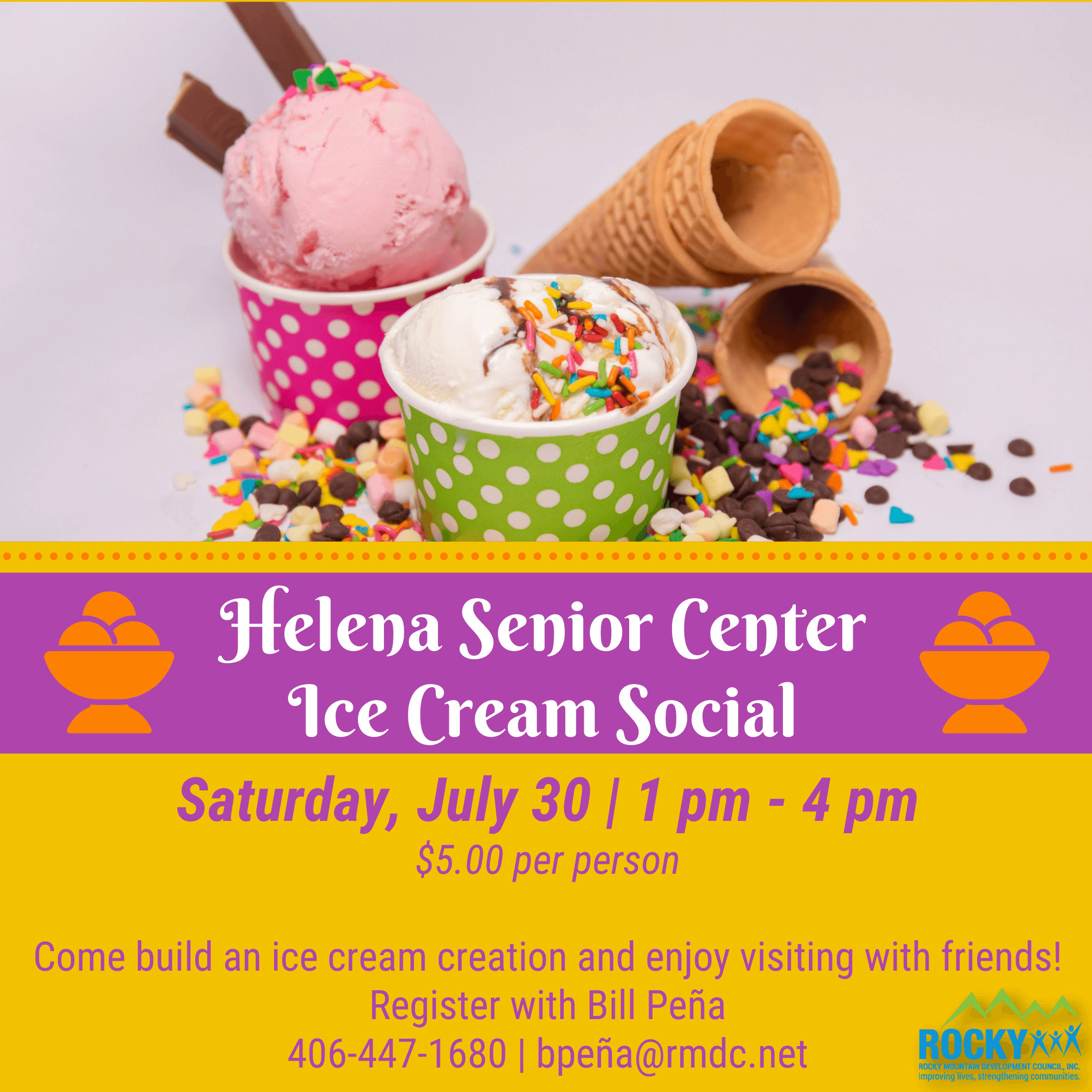 The Senior Advisory of the Helena Senior Center will present an ice cream social on Saturday, June 25 at the Helena Senior Center from 1 pm - 4 pm.