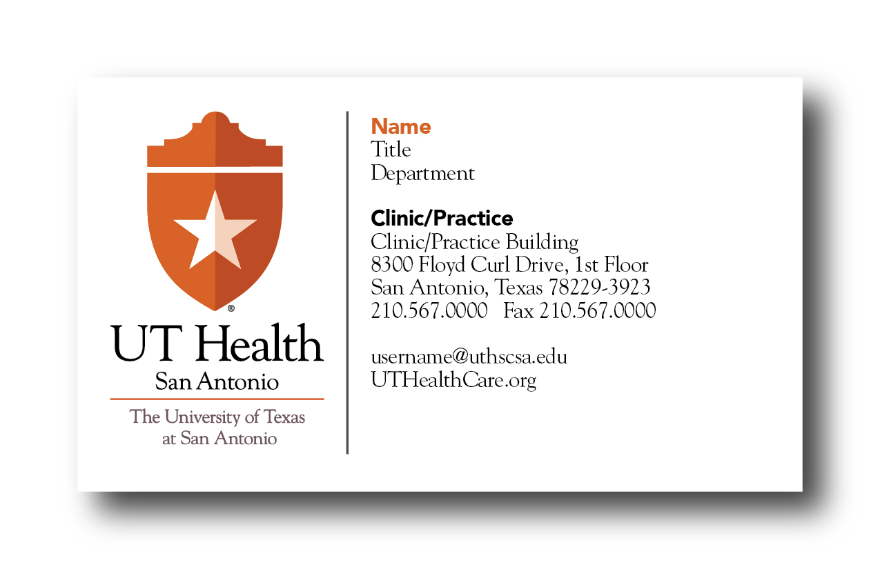 UT Health San Antonio Standard Business Card