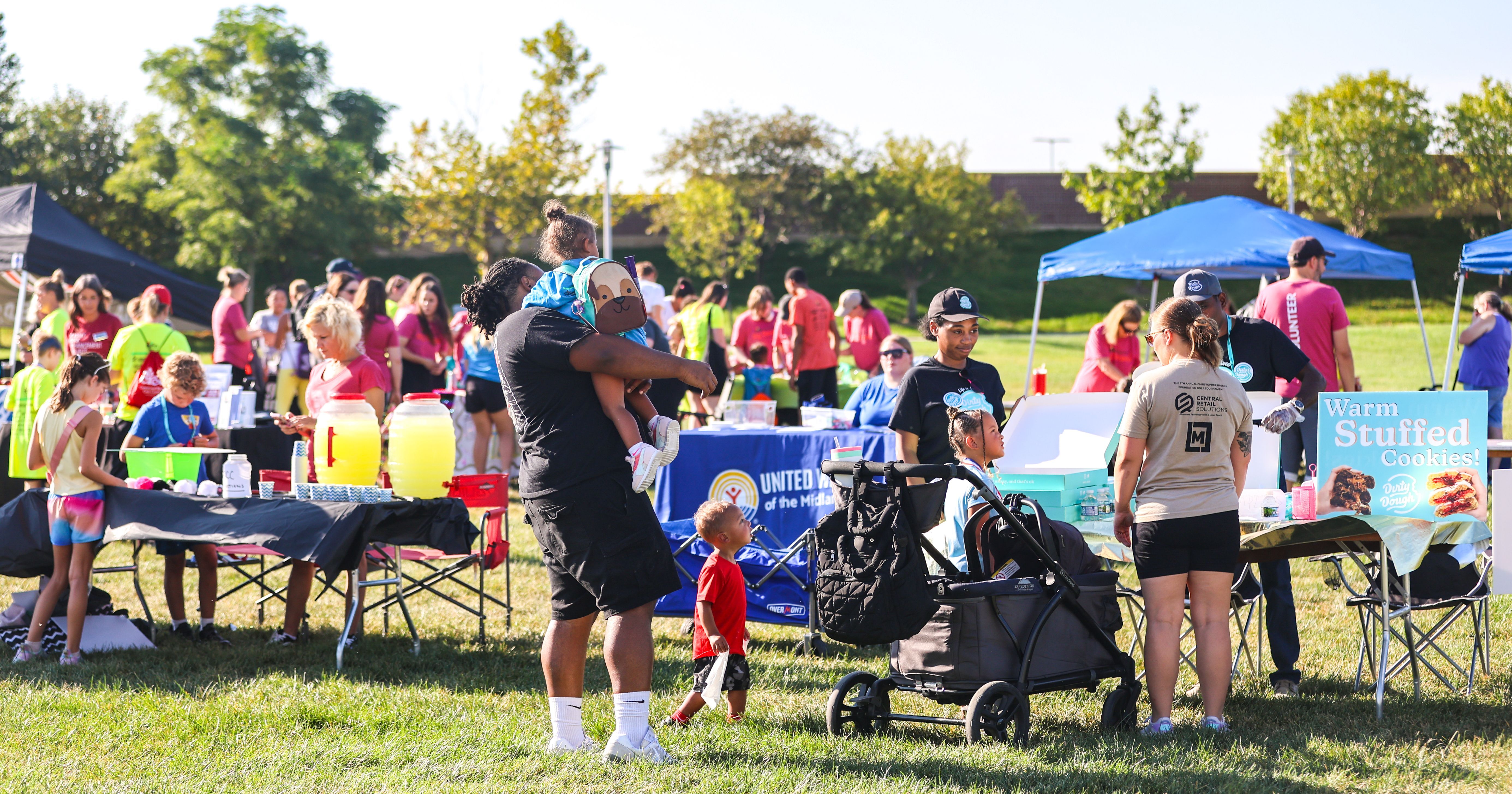 Wide view of the families and fun at the Race for Big Dreams