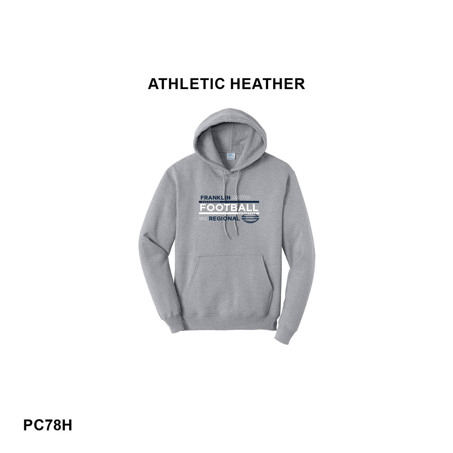 FRANKLIN REGIONAL FOOTBALL LOGO (NAVY & WHITE) - Port & Co™ Core Fleece Pullover Hooded Sweatshirt