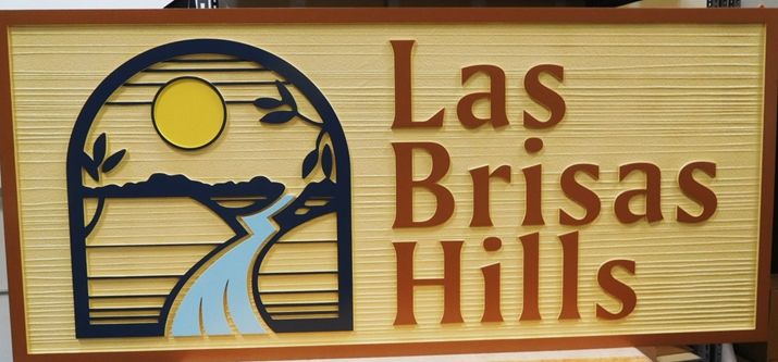 K20363 - Carved and Sandblasted Entrance Sign for the "Las Brisas Hills " Residential Community.