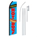 Fresh Hot Dogs Swooper/Feather Flag + Pole + Ground Spike