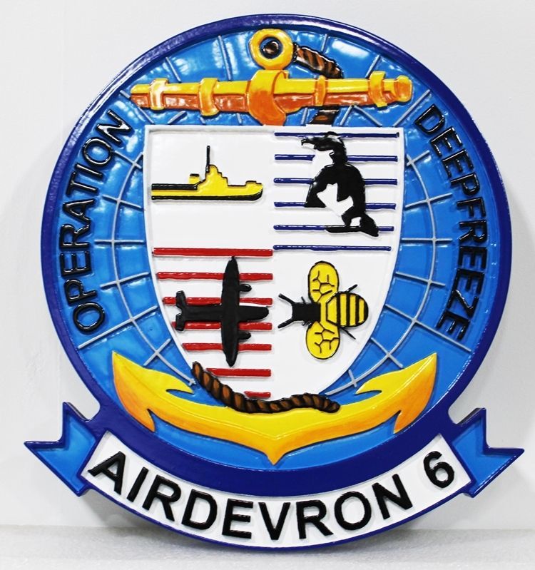 JP-1660 - Carved 2.5-d Multi-Level HDU Plaque of the Crest  of Air Development Squadron 6 (AIRDEVRON 6), VX-6 