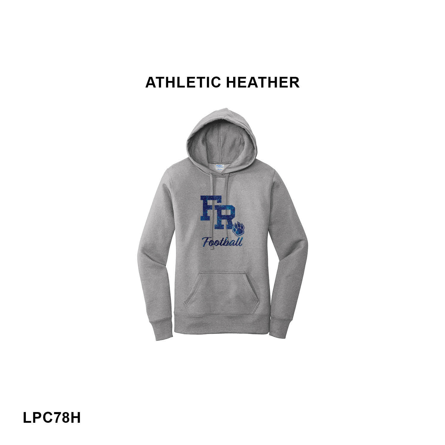 FR FOOTBALL NAVY GLITTER LOGO - Port & Co™ Women's Core Fleece Pullover Hooded Sweatshirt
