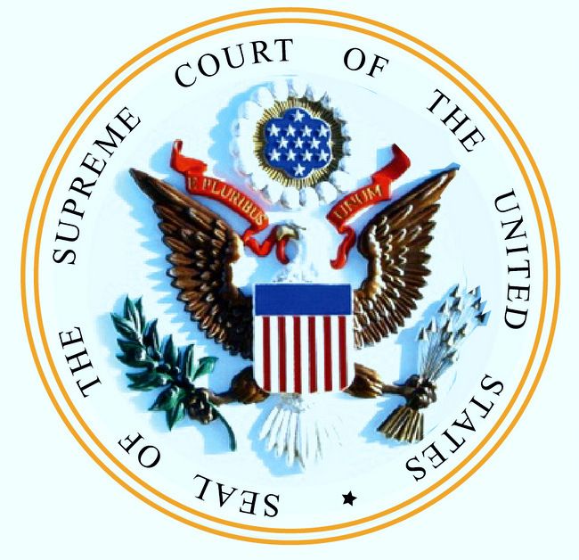U30124 -  Carved 3-D Full Color  Wall Plaque of the Seal for the US Supreme Court (Version 2)
