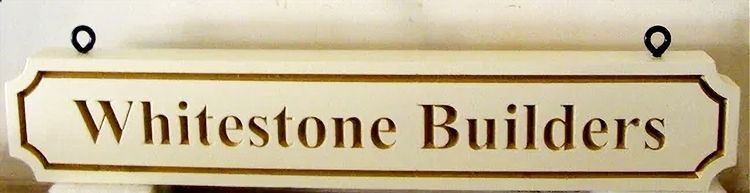 SC38145 - Carved Sign with Engraved Text and Borders for "Whitestone Builders" Company