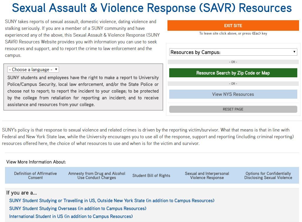 Sexual Assault & Violence Response (SAVR) Resources