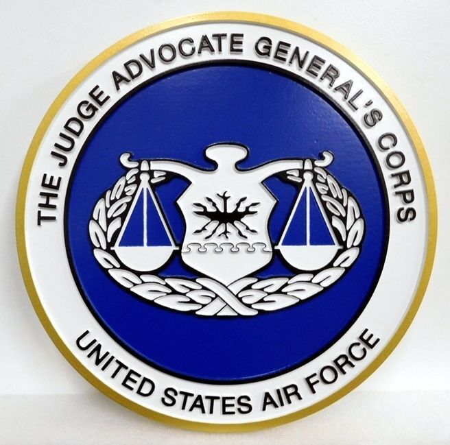 LP-7433 - Carved 2.5-D Multi-Level Plaque of the Crest of the Seal  of the Judge Advocate General's  Corps , US Air Force