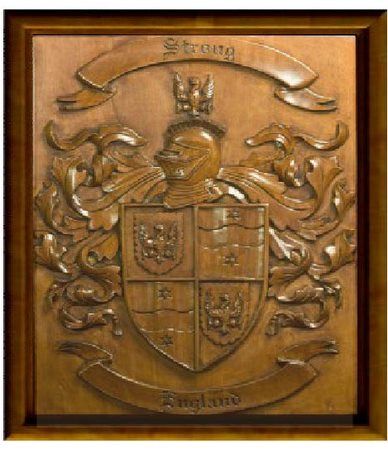 Y34526 - Carved 3-D (Bas-Relief)  Copper-Coated HDU Wall Plaque for  Coat-of-Arms 