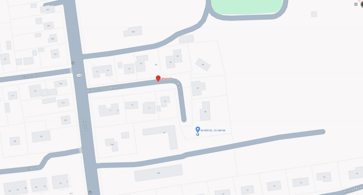 Screenshot of location of build from Google Maps.