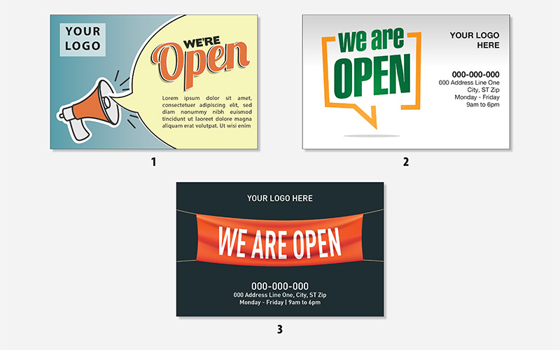 (011) “We are Open” Postcards