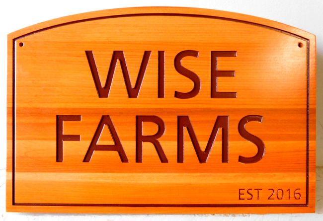 O24906 - Engraved Western Red Cedar Sign for Wise Farms 