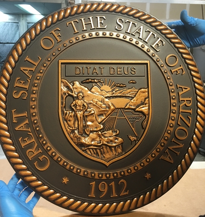 MA1025 - Great Seal of the State of Arizona, 3-D Hand-rubbed