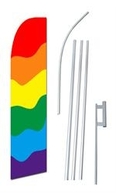 Solid Rainbow Swooper/Feather Flag + Pole + Ground Spike