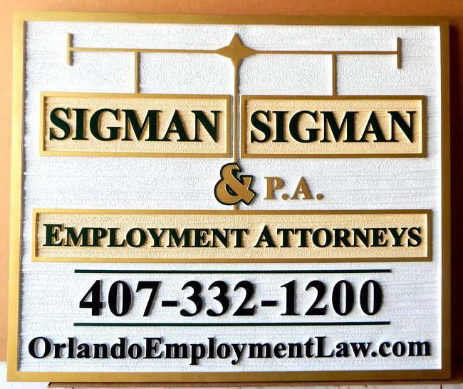 A10039 - Carved and Sandblasted High-Density-Urethane (HDU)  Law Office Sign