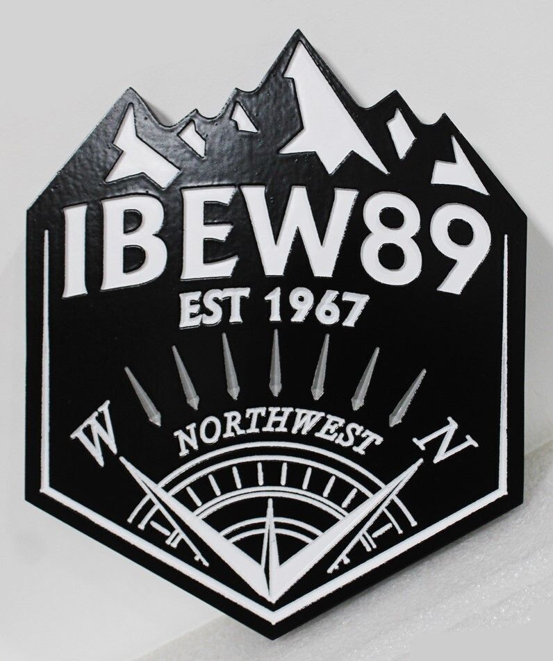 VP-1720 - Carved 2.5-D Multi-Level Plaque of the Logo of the IBEW Local 89  