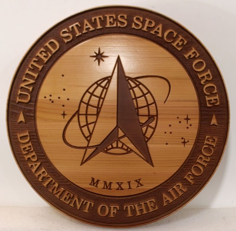 LP-1214 - Carved 3-D Bas-Relief Wood Plaque for the United States Space Force