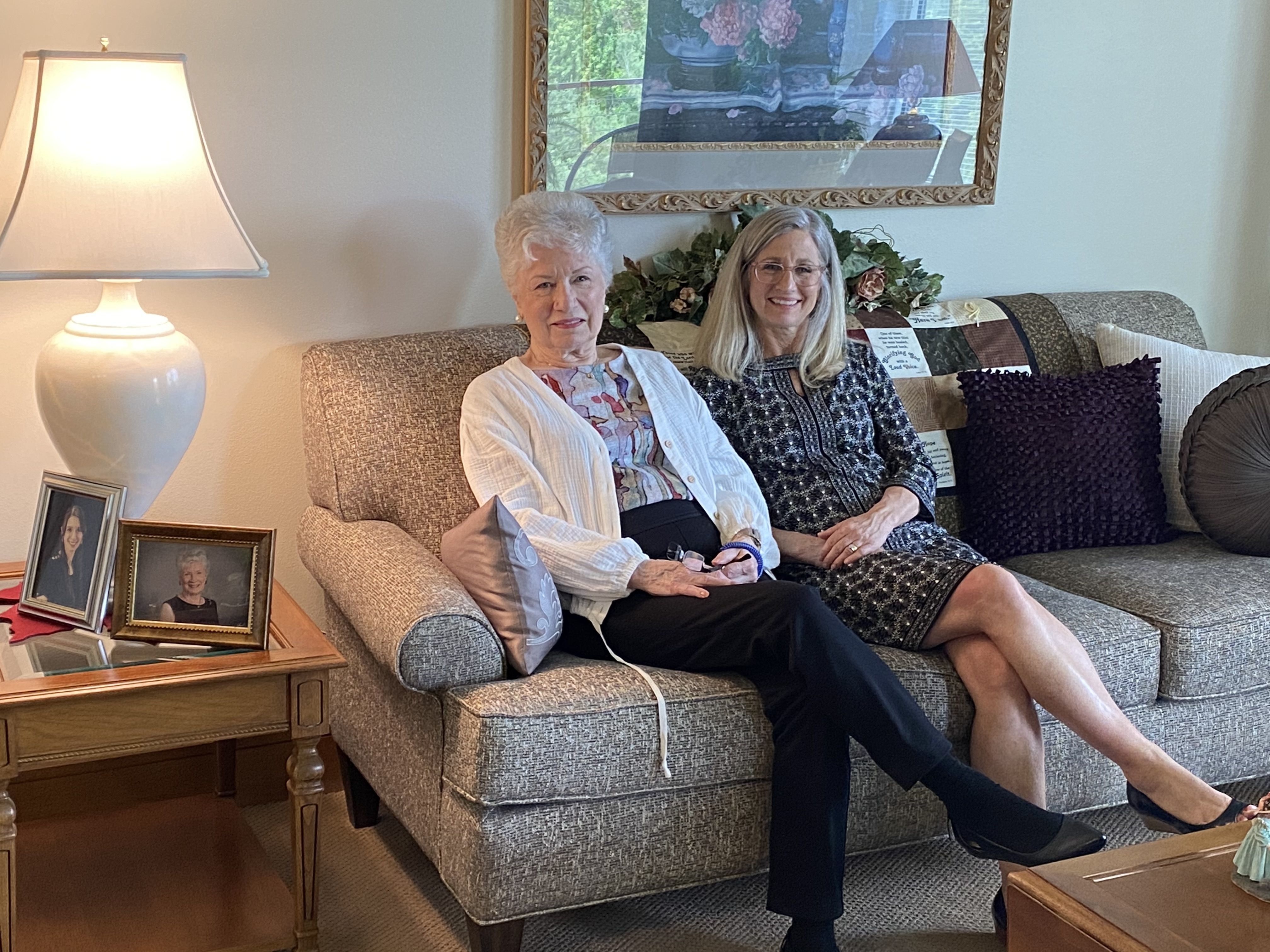 Elaine and Lisa Beiber relax in Elaine's new apartment at our TimberCrest Apartments in Clear Lake, Iowa