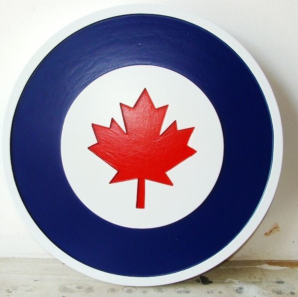 EP-1030 - Carved Plaque of an Emblem of Canada, Maple Leaf, Artist Painted