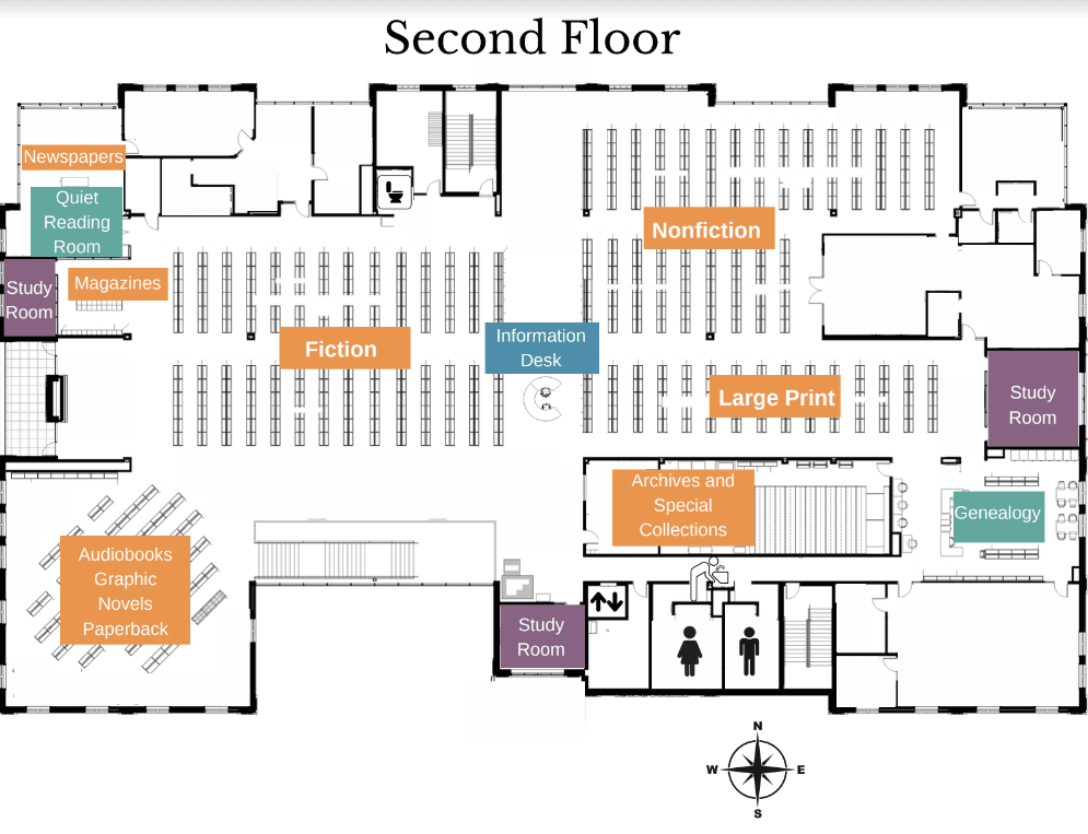 Library layout of the second floor.