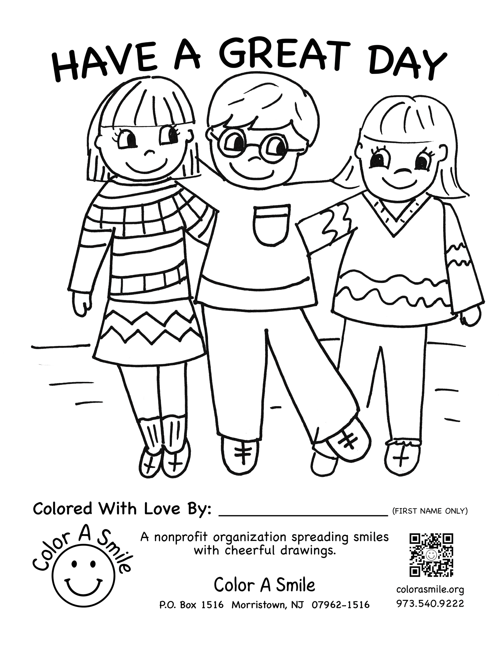 Download fun coloring pages to volunteer color a smile