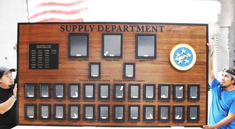SA1145  - Large Mahogany Chain-of-Command Photo Board for a Military Supply Department