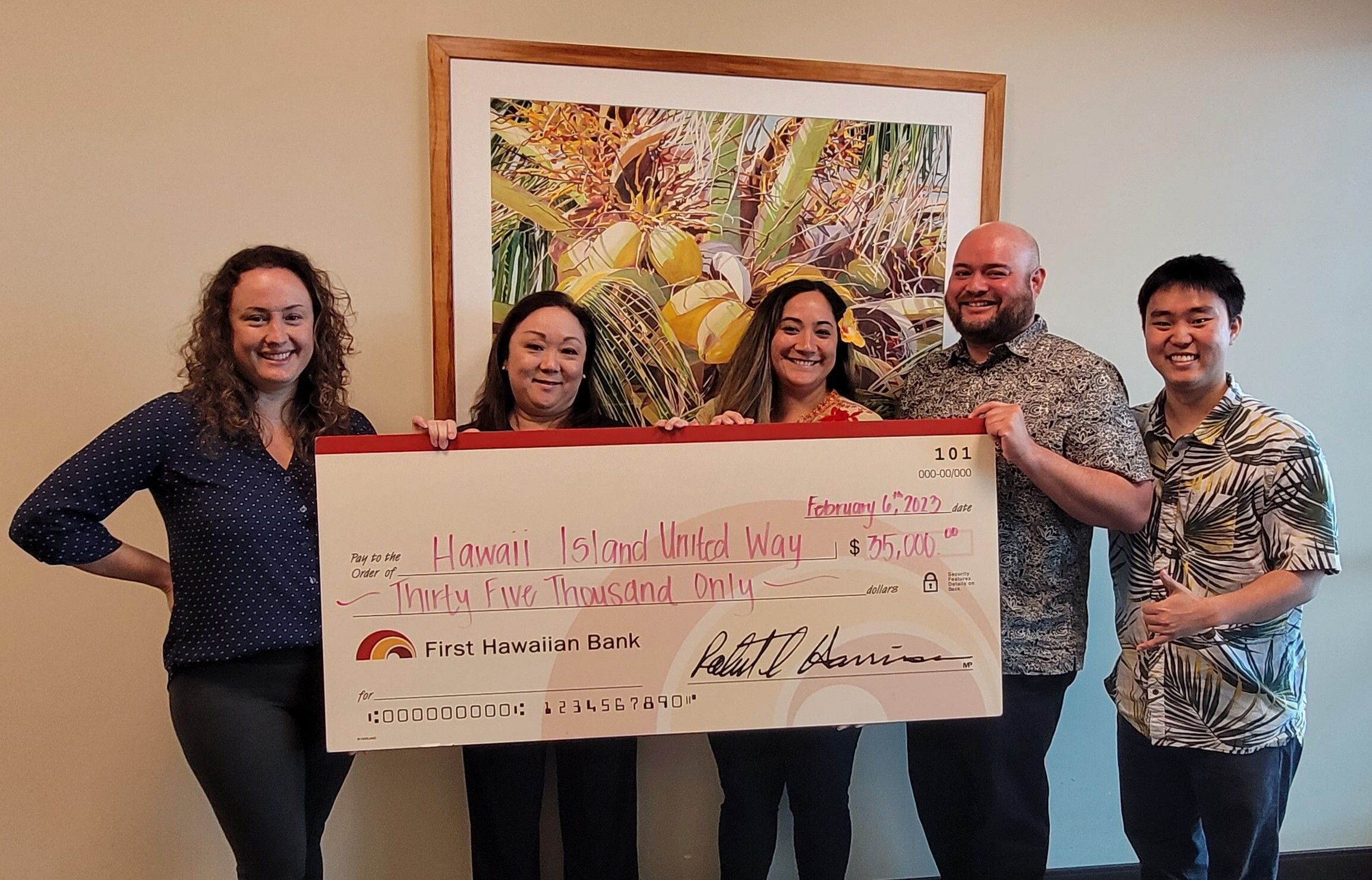 First Hawaiian Bank donates $35,000 to Hawai’i Island United Way