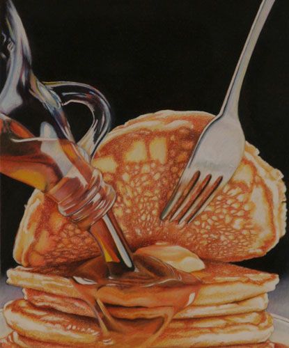 Pancakes, colored pencil, 9" x 7-1/4"