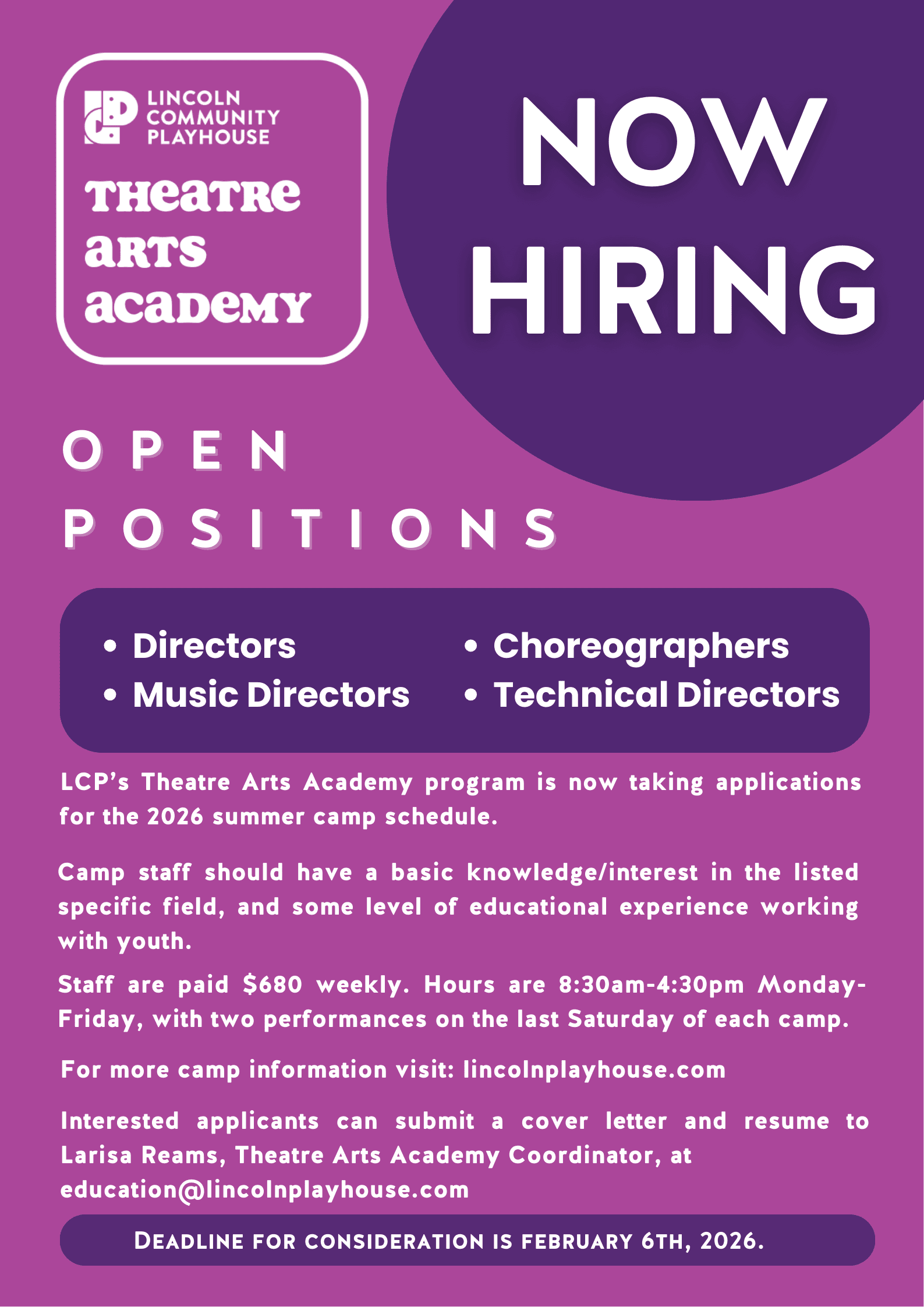 Theatre Arts Academy Applications Open Now