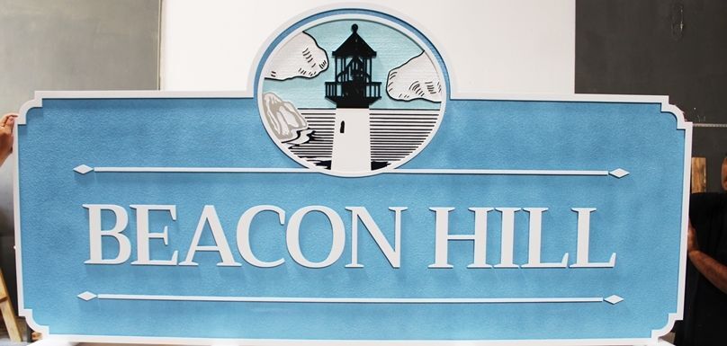 L21429 - Coastal Home Sign, "Beacon Hill” , features a Lighthouse as Artwork