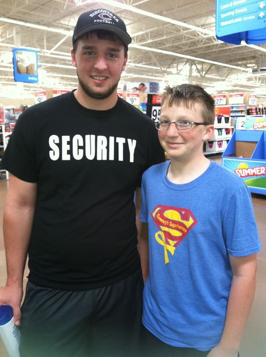 Ran into this Superhero, Colby, at Wal-Mart! Thanks for your support buddy!