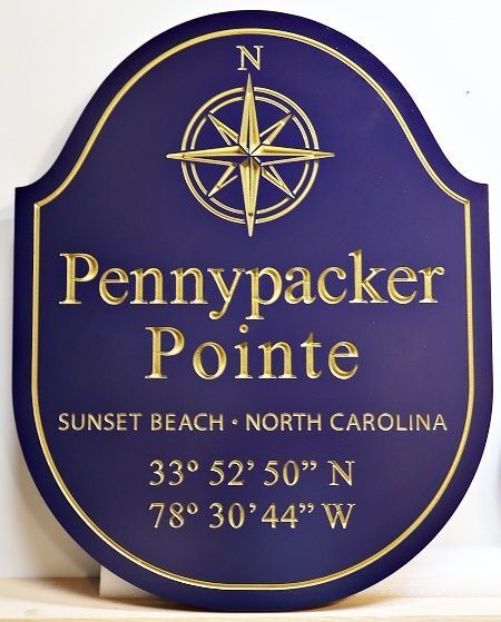 L21743 - Carved and Engraved HDU Sign for "Pennypacker Pointe"
