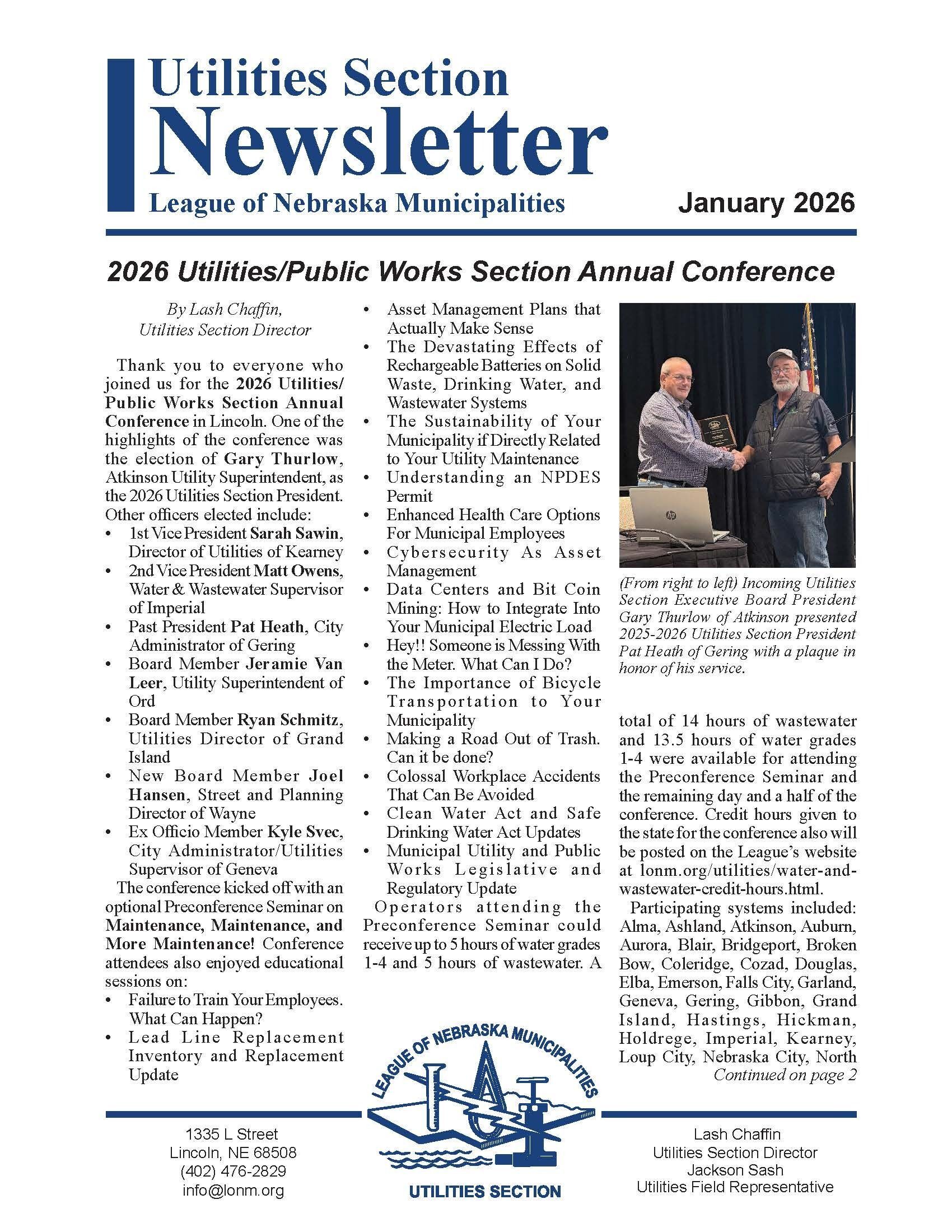 Utilities Section Newsletter