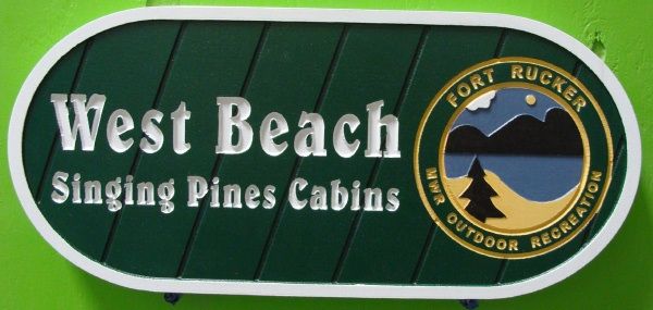 G16304 - All Weather Sign for Outdoor Recreation, Singing Pines Cabins