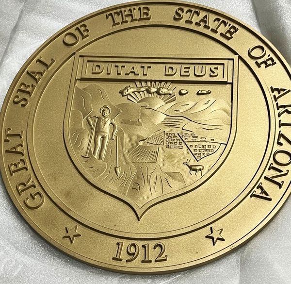 Painted, Wood and Metal 3-D State Seal Wall & Podium Plaques