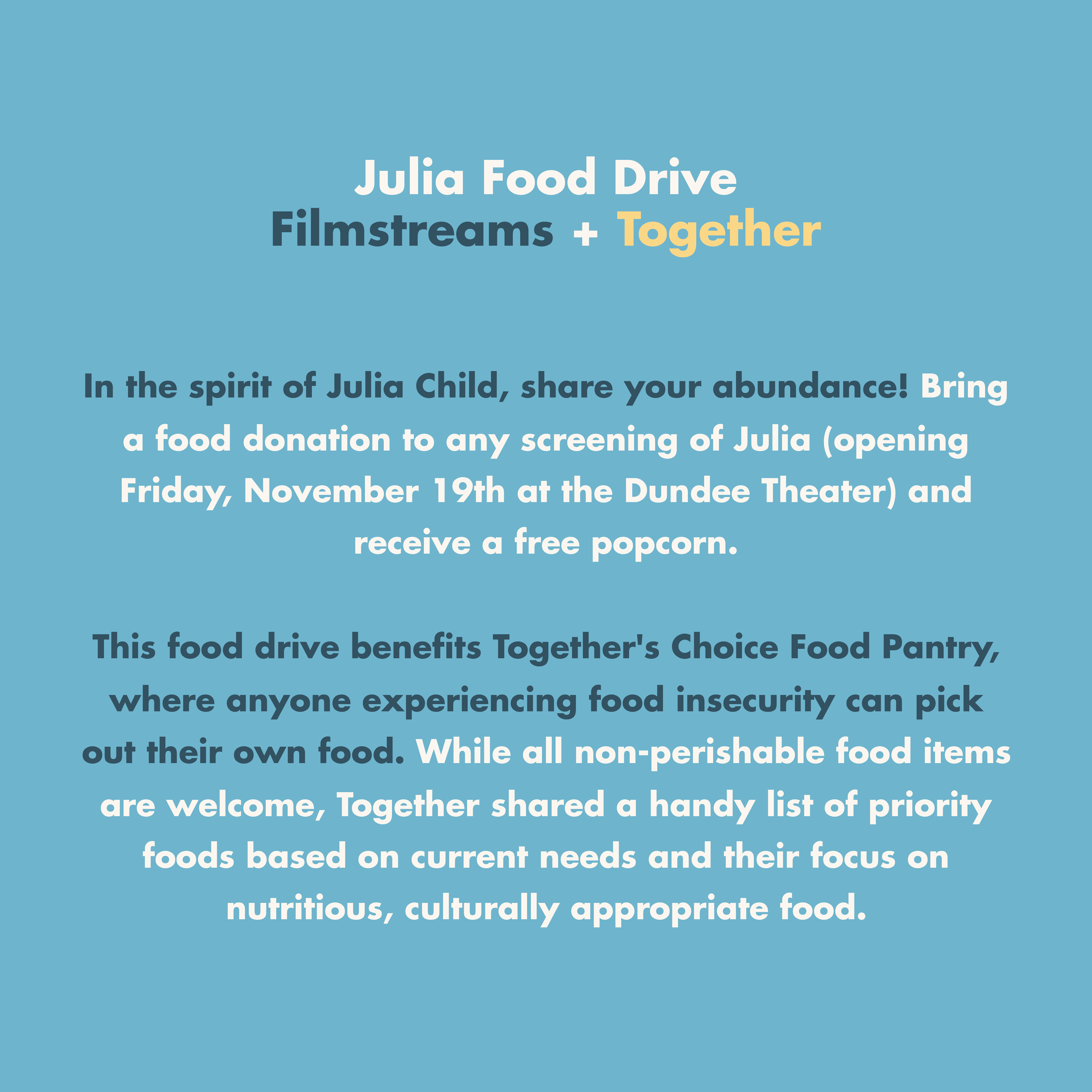 Julia Food Drive with Film Streams