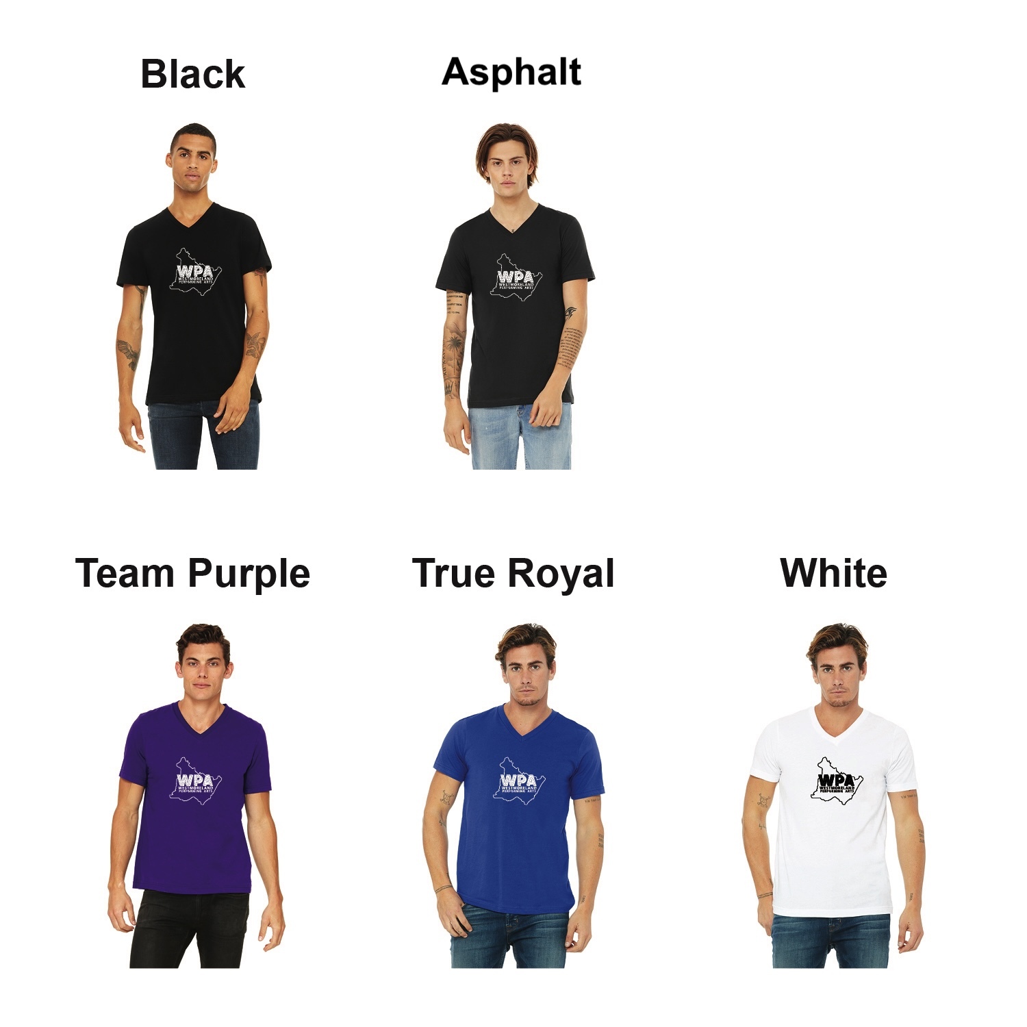 WPA COUNTY LOGO - Bella + Canvas Unisex Jersey Short-Sleeve V-Neck T-Shirt - BLACK & WHITE FRONT