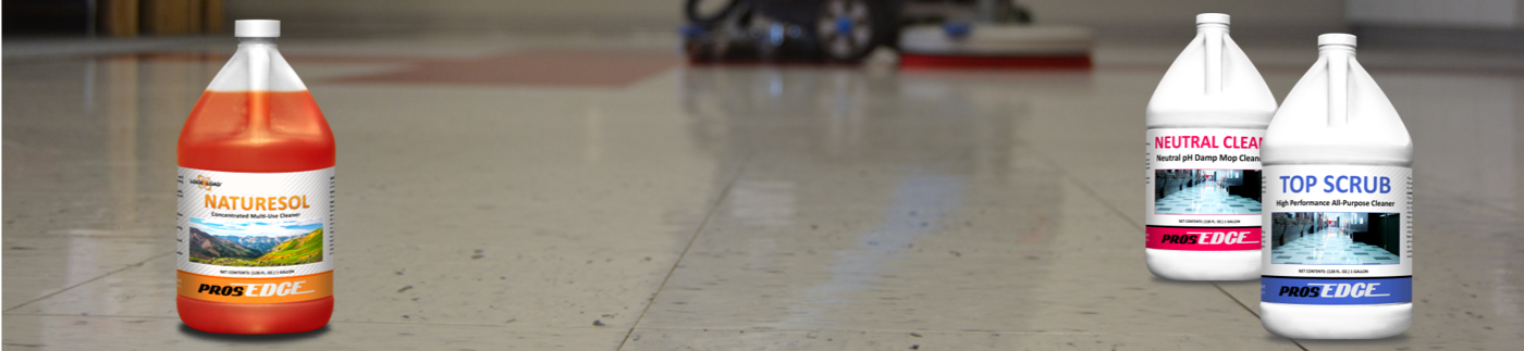 Pros Edge Chemical Bottles on Shiny Floor