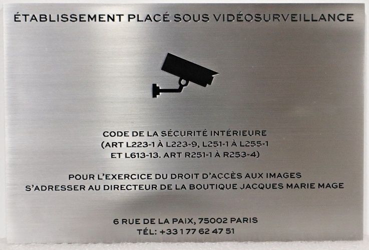 M8188 - Aluminum Video Surveillance Sign in French 