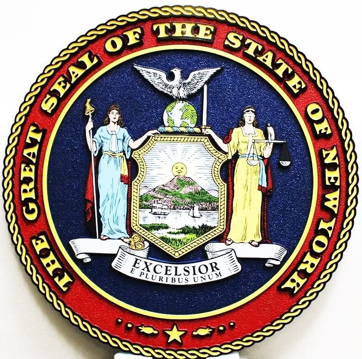 BP-1345 - Carved Great Seal of the State of New York, 2.5-D Raised Relief with Giclee Applique as Artwork