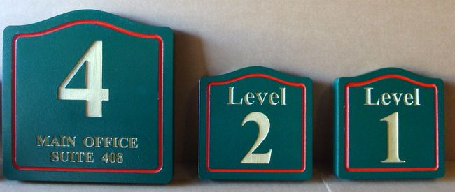 SA28775 - Carved HDU Signs (Wood Avail) for Mail Office Suite, Levels 1 and 2)