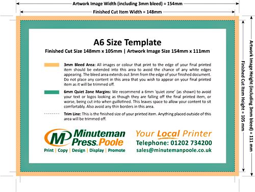 Artwork Template for an A6 Sheet Size